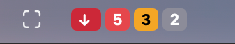 NagWatch in der Mac-Menüleiste: Host-Probleme, 5 kritische Services, 3 Warnungen und 2 unbekannte Status